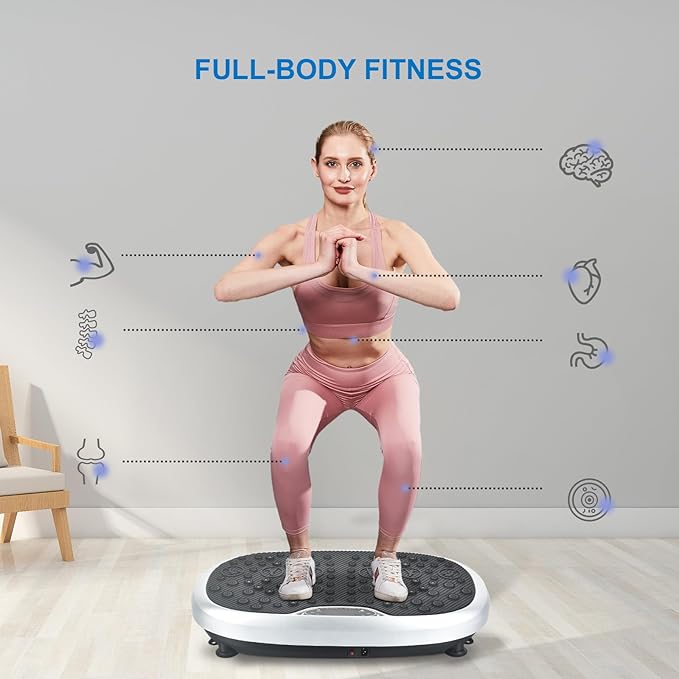 EILISON FitMax 3D XL Vibration Plate Exercise Machine - Whole Body Workout Vibration Platform w/Loop Bands - Lymphatic Drainage Machine for Weight Loss, Shaping, Wellness, Recovery