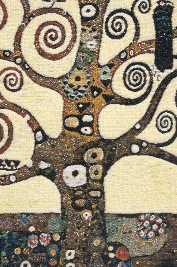 C Charlotte Home Furnishings Inc Lebensbaum Tree Belgian Cushion Cover | Pure Cotton Decorative Cushion Case | Cushion Cover for Indoor Use | 17x17 Inch Cushion Cover for Living Room I By Gustav Klimt