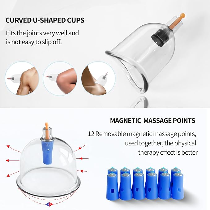 Cupping Kit for Massage Therapy - 32 Cups Professional Chinese Cupping Set with Magnetics, Vacuum Cupping Therapy Set for Cellulite Reduction Muscle Pain Relief with Manual Pump