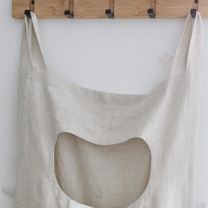 Amazhiyu 100% Linen Door Hanging Laundry Hamper Bag, 19x27 Inches (Linen)