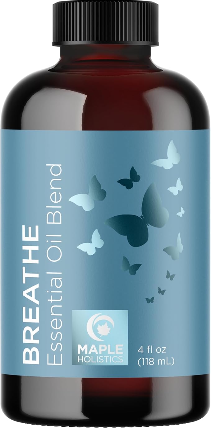 Breathe Essential Oil for Diffuser - Invigorating and Refreshing Breathe Essential Oil Blend with Eucalyptus Peppermint Tea Tree and Mint for Diffusers for Home and Shower Aromatherapy (4 Fl Oz)