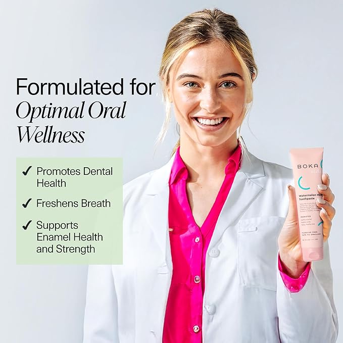 Boka Fluoride Free Toothpaste Nano Hydroxyapatite Toothpaste - Ela Mint, Orange Cream, Watermelon Mint Flavor, 4 oz 3Pk US Manufactured