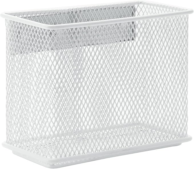 dedoot Magnetic Pencil Holder, Locker Pencil Holder Strong Magnetic Holder for Whiteboard Marker, 4.7x2.3x3.7inch Black Mesh Magnetic Holder for Fridge, Sponge, Recipe, Beverage,White