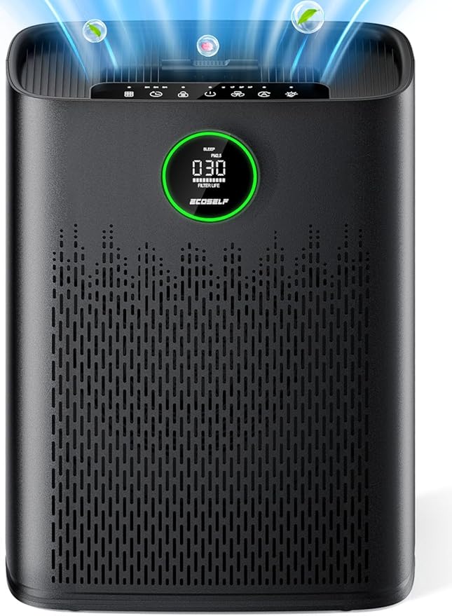 Air Purifiers for Home Large Room, with Smart Mode, Cover Up to 2400 Ft², PM2.5 Air Quality Display, 22dB Sleep Mode, Aromatherapy with 2X-Purification & 360°Air Outlet, HAP603, Black Matte