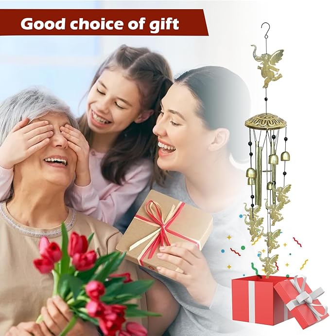 Elephants Wind Chimes for Outside,42" Metal Wind Chinme Indoor/Ourdoor Garden Yard Decoration Patio Home Porch Decor,Unique Windchimes Memorial/House Warming/Birthday Gifts,Elephant Gifts for Women