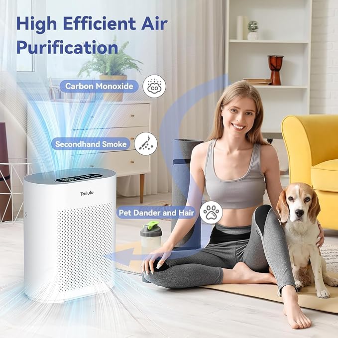 Air Purifiers for Home Large Room up to 1800ft², H14 HEPA Filter Air Purifiers PM2.5 Air Quality Sensor Smart Mode, 20dB Sleep Mode & Night Light Quiet Air Cleaner for Living Room, Bedroom, etc.