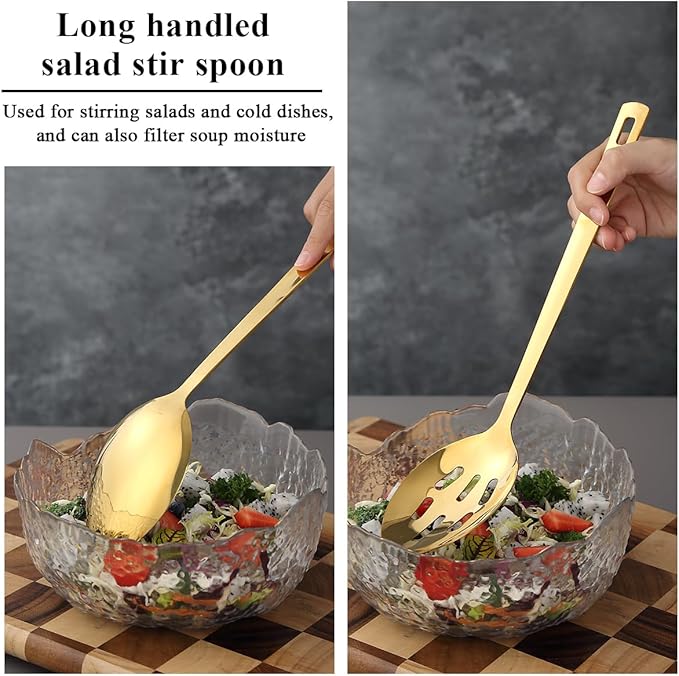 Evanda Gold Kitchen Utensils Set 6pcs, Titanium Plating Stainless Steel Cooking Utensils Set, Heavy Duty Kitchen Tools Spatulas Set, Home Essentials Kitchen Gadgets Accessories