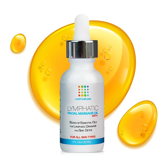 Facial Lymphatic Drainage Oil for Gua Sha Facial Tools, Lymphatic Drainage Massager Face with Jojoba & Coconut Oil, Use with Face Roller, Jade Roller, Guasha Tool for Face & Neck, 1 Fl Oz