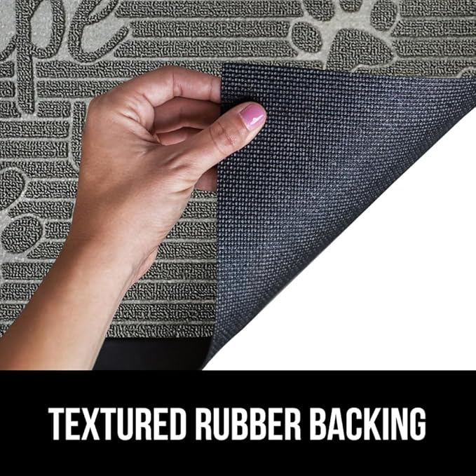 GORILLA GRIP 100% Waterproof All-Season WeatherMax Doormat 35x23, US Designed Natural Rubber, Stain and Fade Resistant, Low Profile Indoor Outdoor Door Mats, Easy Clean Patio Mat, Stone Paws