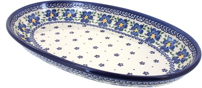 Blue Rose Polish Pottery Spring Blossom Oval Platter