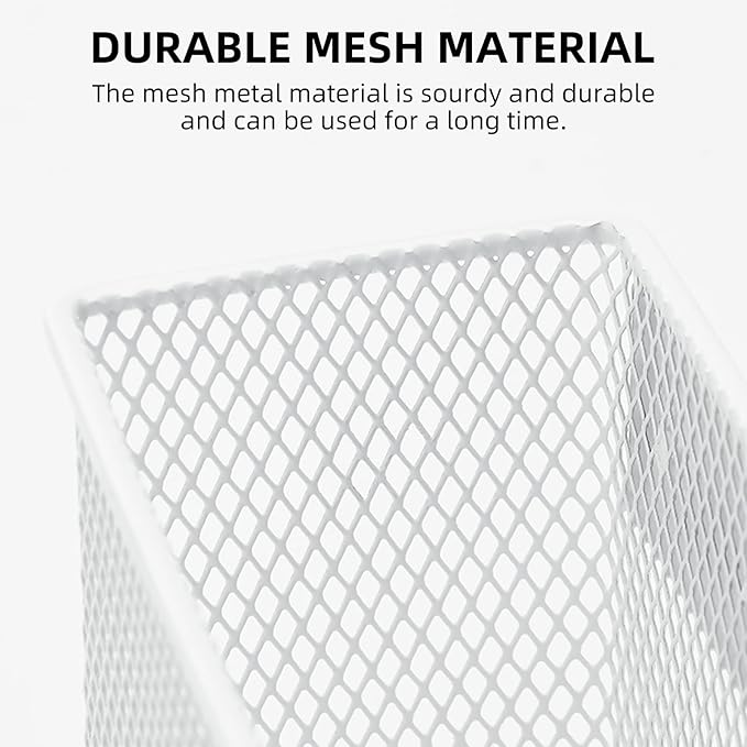 dedoot Magnetic Pencil Holder, Locker Pencil Holder Strong Magnetic Holder for Whiteboard Marker, 4.7x2.3x3.7inch Black Mesh Magnetic Holder for Fridge, Sponge, Recipe, Beverage,White