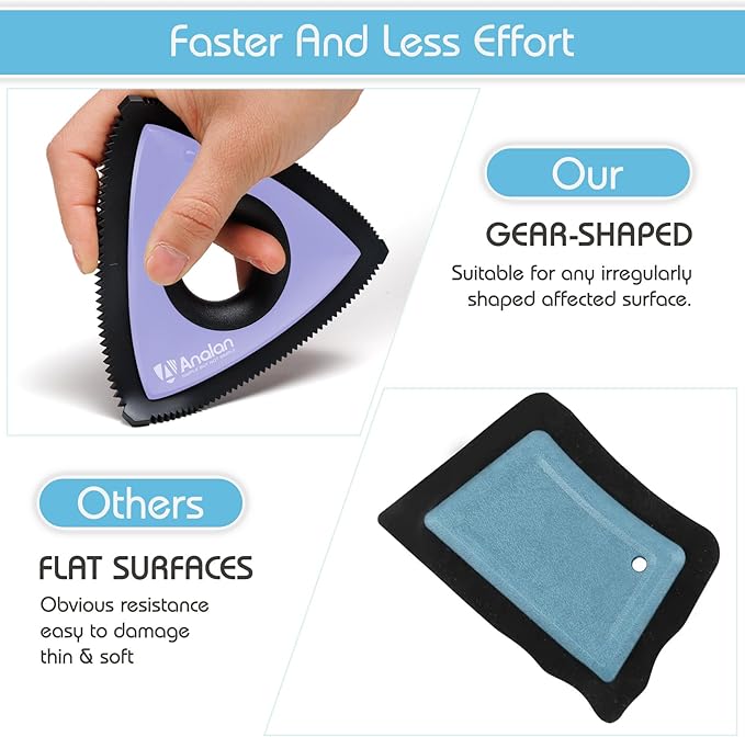 Analan Mini Pet Hair Remover for Car Detailing Supplies, Carpet Dog Hair Remover for Car Interior, Triangle Dog Hair Remover for Auto Detailing, Couch, Furniture, Lint, Carpet(Purple)