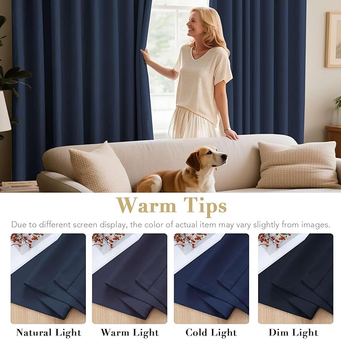 H.VERSAILTEX Premium Blackout Thermal Insulated Innovated Microfiber Home Fashion Window Curtains for Bedroom,Antique Grommet,52" W x 63" L - Navy Blue - Set of 2 Panels