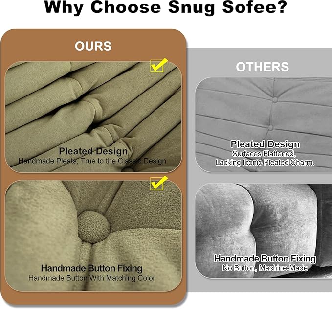 Bean Bag Chair for Adults, Bean Bag Sofa - Adult Size with Soft Waterproof Fabric for Living Room, Apartments, Reading Corner, Gaming, and Movie Venue (Olive Green)