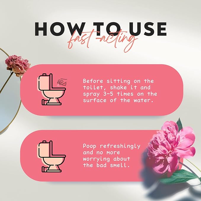 Clean-n-Fresh Toilet Spray, Wild Peony Scent, Bathroom Odor Eliminator & Air Freshener For Room, Trash Cans, Shoes, Fabrics, 3.4 Fl Oz(2 Pack)