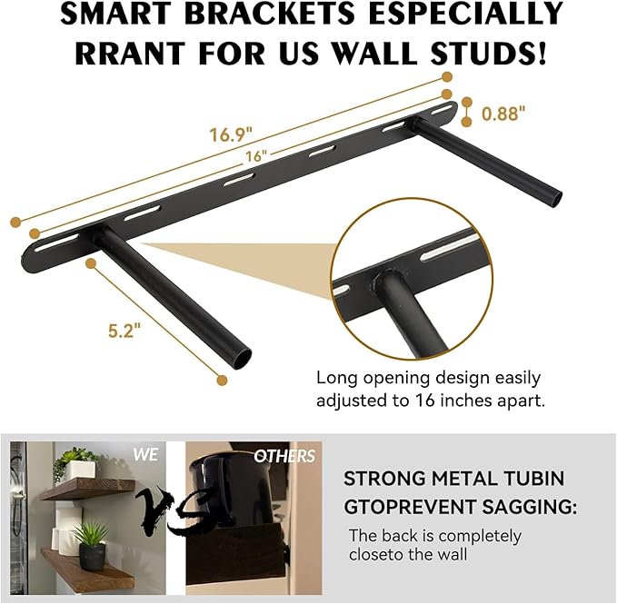 BGMG Floating Shelves 24 inch Long, Distressed,Wide Rustic Wooden Wall Shelves for Bathroom Living Room Bedroom Kitchen Farmhouse Set of 2-24x6.7x1.25 inch-Distressed Walnut