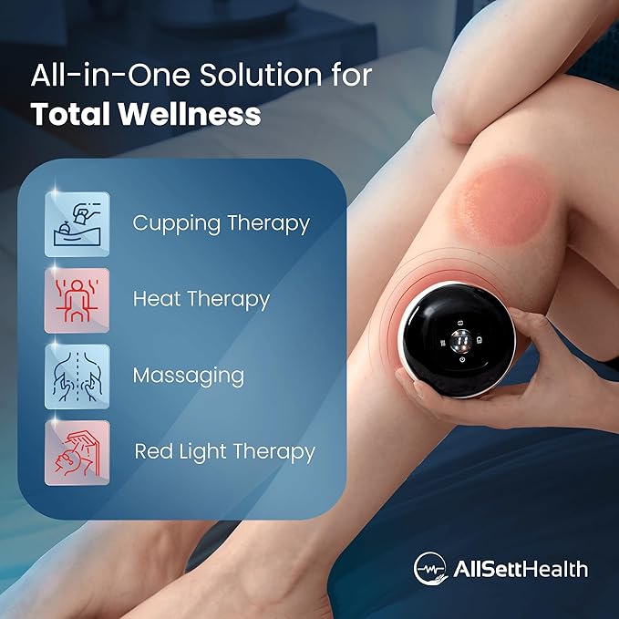 Electric Cupping Kit for Massage Therapy with Red Light - 5-in-1 Cupping Set, Includes 3 Smart Cups and Remote - Massager Device & Cupping Therapy Set for Back Muscle Soreness & Cellulite Reduction