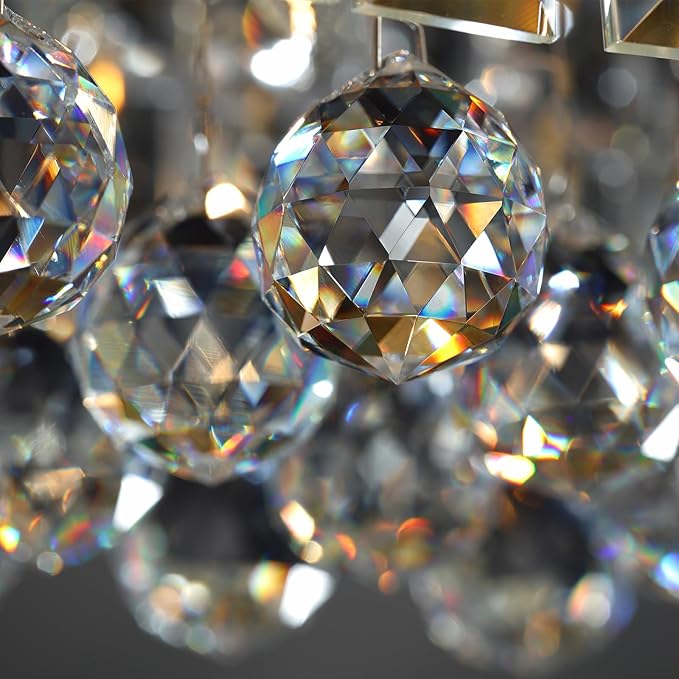 10 Lights Modern Crystal Chandelier, Gold K9 Rectangle Rectangular Chandeliers,Luxury Flush Mount Pendant Ceiling Light for Dining Room Kitchen Island L47''xW10''xH10''