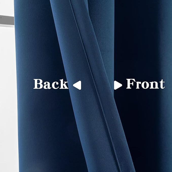 Blackout Curtains Custom Size for Bedroom 1 Panel, Thermal Insulated Blackout Curtains, Solid Grommet Privacy Room Darkening Drapes for Living Room Window (Customsize, Navy Blue)