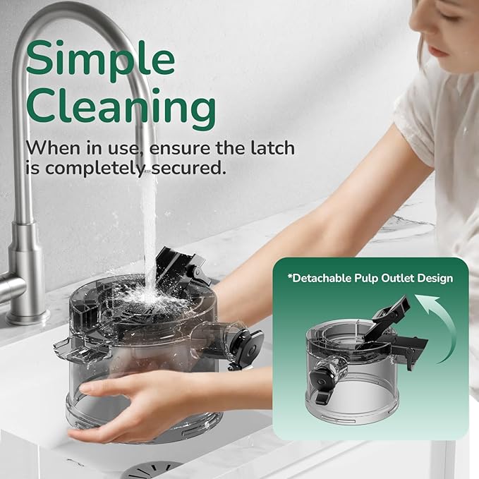 Canoly C16 Cold Press Juicer, 6" Extra Wide Feed Chute, 3-IN-1 Strainers (Juice & Sorbet & Nut Milk), Powerful AC Brushless Motor, Self Precut System, Juicer Machines with BPA-Free (Space Gray)