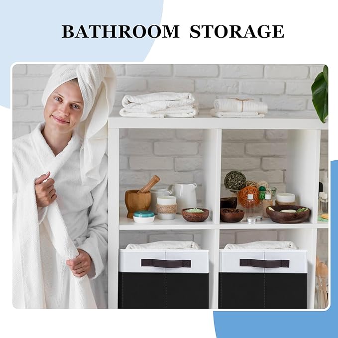 Criusia Large Storage Bins for Shelves 4 Pack, Closet Storage Baskets for Clothes Blanket Beddings Towels, Collapsible Fabric Closet Organizer Bins with Handles/ Laundry Room Organization