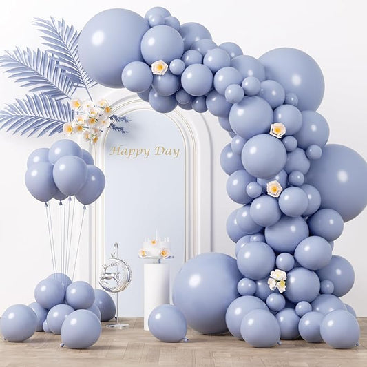 130pcs Dusty Blue Balloons Different Sizes 18" 12" 10" 5" Slate Blue Balloons for Boys Girls Baby Shower Wedding Anniversary Graduation Engagements Birthday Party Decorations