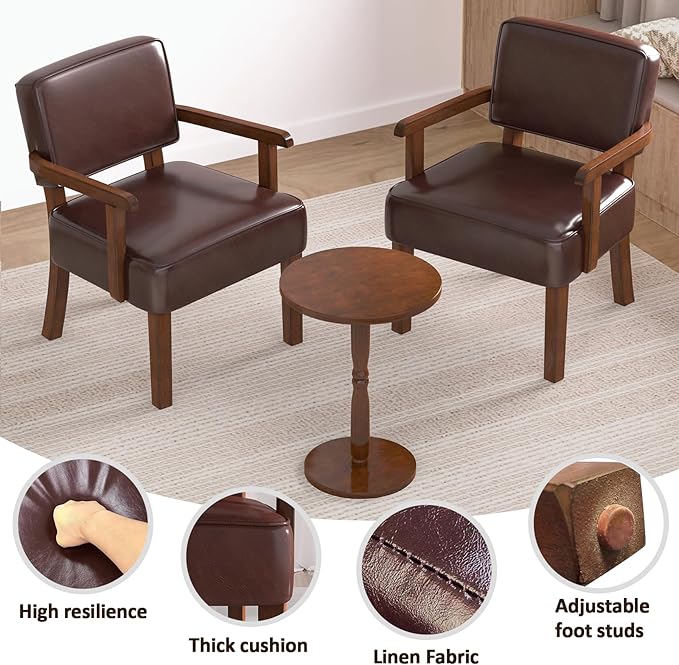 Accent Chair, PU Leather Living Room Chairs Oversize with Soft Seat and Armrests for Living Room Dinning Room Bedroom Reading Room Waiting Room