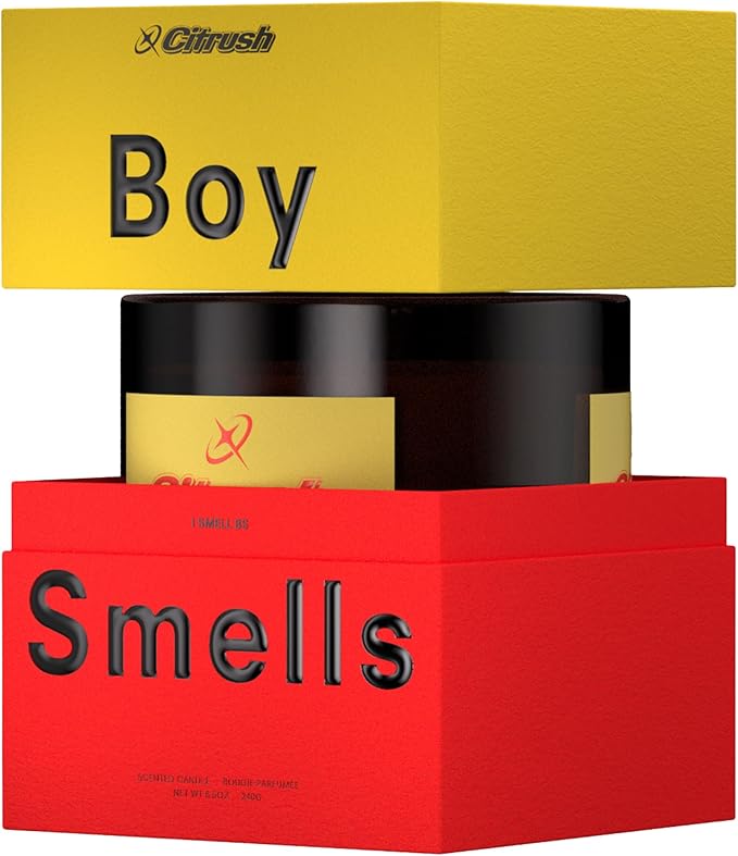 Boy Smells Citrush Candle – Bright Citrus Aroma – Warm Musk Finish – Pomelo Oil – Clean Burning Scented Candle – Long-Lasting Fragrance Throw – Vegan Soy Wax Blend – 9oz Glass Jar