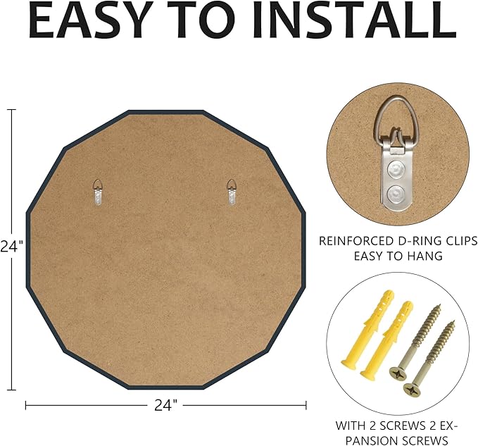 Bathroom Mirrors for Over Sink, Round Frameless Mirrors for Wall, 24x24 Inch Beveled Bathroom Mirror, Bathroom Vanity Circle Mirror for Bedroom Living Room Entryway Home Decor