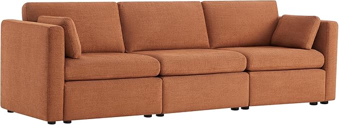CHITA Oversized Modular Sectional Convertible Fabric Sofa Set, FSC Certified Extra Large Sectional Deep Seat Couch for Living Room,112 inch Width, 3 Seat Modern Modular Sofa, Terracotta
