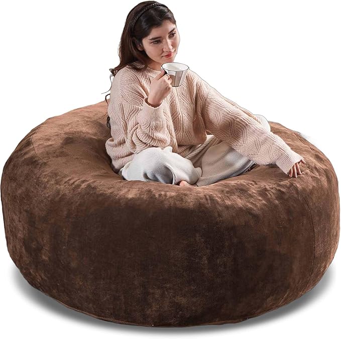 5FT，Big Bean Bag Chairs for Adults，Large beanbag with Filler Included，Memory Foam Material，Easy to Clean and Washable Corduroy Fabric，Suitable for Living Room and Bedroom (Coffee Color, 5 Foot)