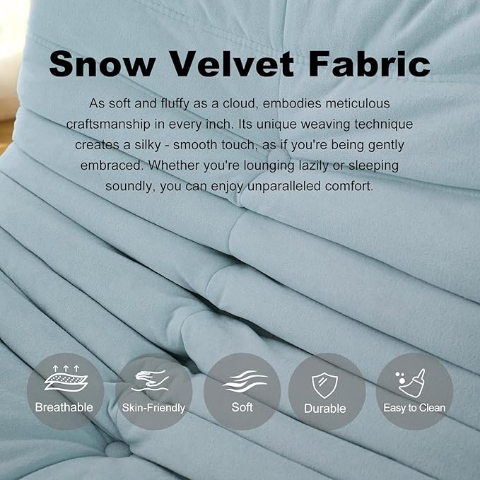 Bean Bag Chair for Adults, Bean Bag Sofa - Adult Size with Soft Waterproof Fabric for Living Room, Apartments, Reading Corner, Gaming, and Movie Venue (Mist Blue)