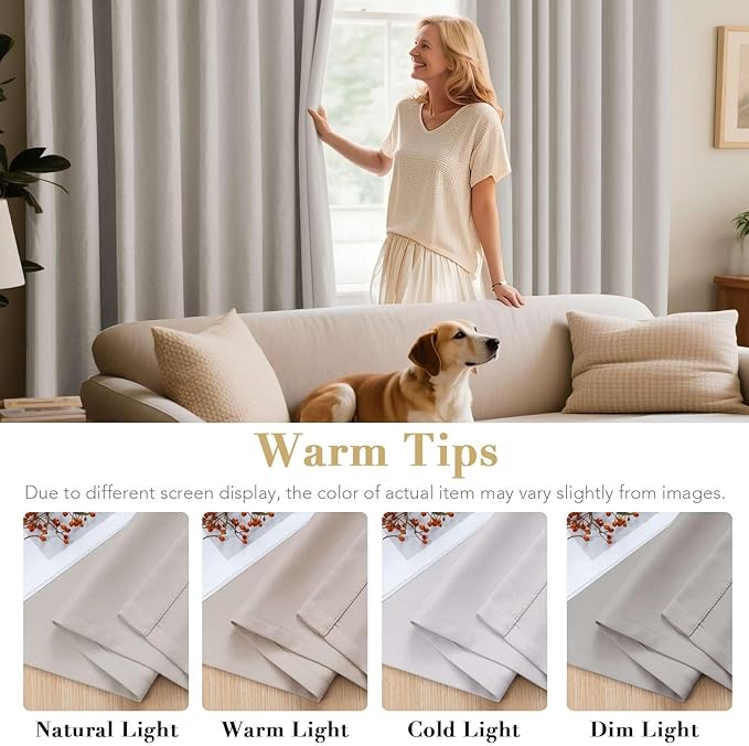 H.VERSAILTEX Premium Blackout Thermal Insulated Room Darkening Curtains for Bedroom/Living Room - Classic Grommet Top (2 Panels, Stone, 52 Inch by 63 Inch)