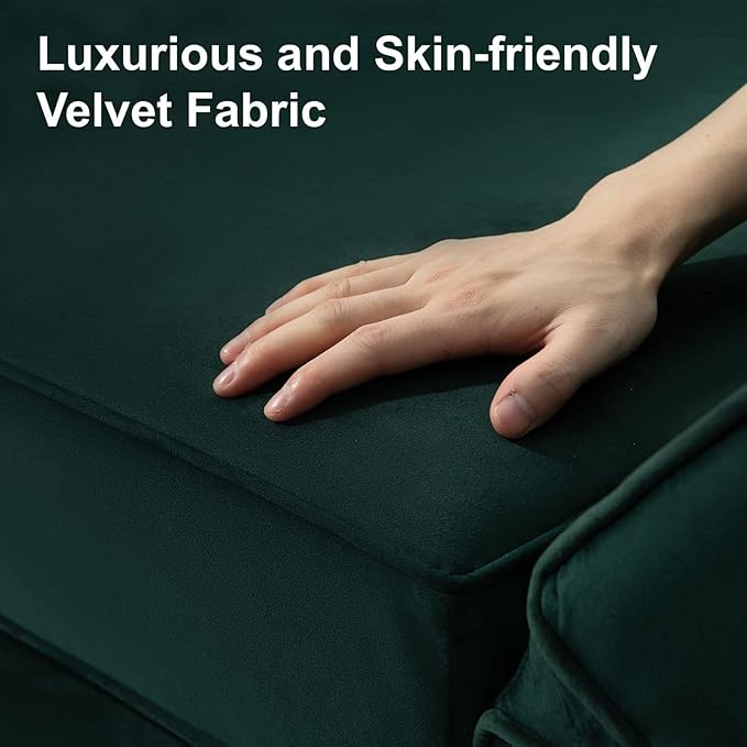 Belffin Velvet Modular Sectional Arm Chair Accent Chair with Storage Seat Single Club Chair for Apartment Green