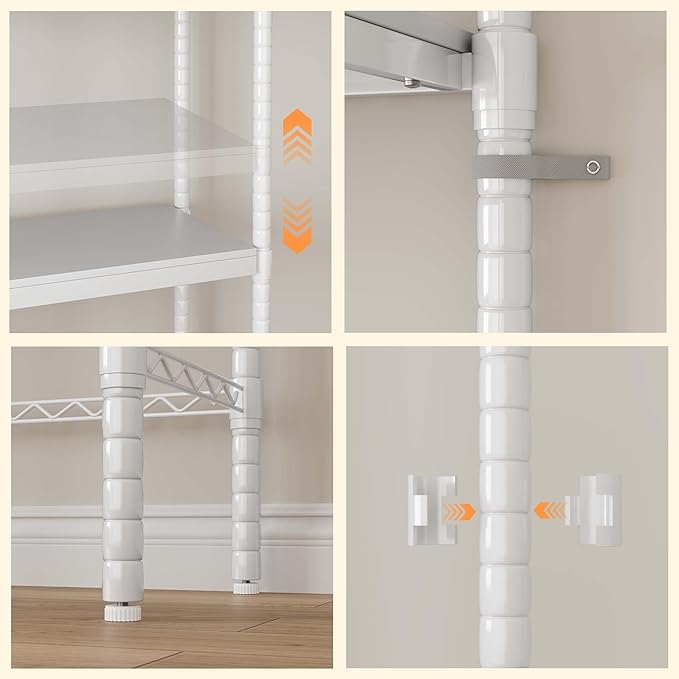 Double Row Over Washer and Dryer Storage Shelves, Laundry Room Organization and Storage, Heavy Duty Laundry Room Shelves, with Adjustable Height, 5-Tier