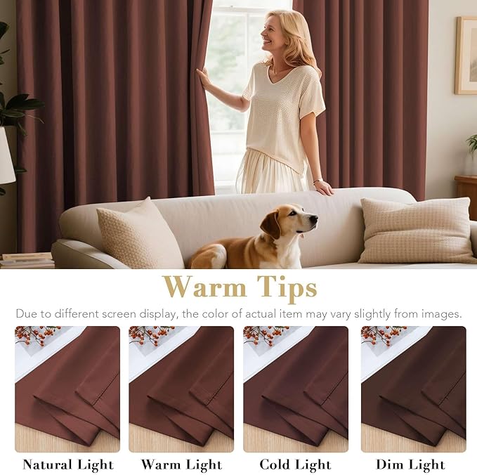 H.VERSAILTEX Blackout Curtains 84 inches Long for Living Room Thermal Insulated Room Darkening Window Treatment Panels Drapes Light Reducing Curtains for Bedroom, 2 Panels, 52" W x 84" L, Rust