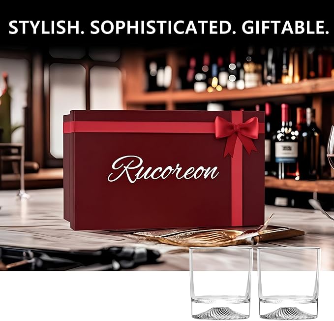 Crystal Whiskey Glasses Set of 2 – 10oz Old Fashioned Rocks Glass for Scotch, Bourbon, Rum & Cocktail – Premium Gift for Men, Dad, or Husband