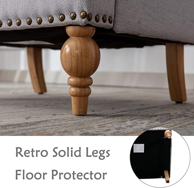 chairus Linen Accent Chair for Living Room Upholstered Mid Century Modern Single Sofa Chair with Solid Wood Legs Comfy Reading Chair Armchair for Bedroom/Office Room/Recption/Lounge, Grey