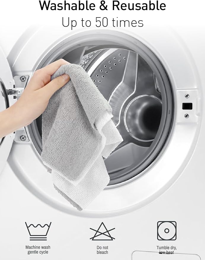 Fantasticlean Microfiber Cleaning Cloth Roll -40 Pack, Tear Away Microfiber Towels, 12" x 12", Reusable, Washable, Scratch Free, Ultra Absorbent Dish Rags for Car, Home, Garage or Shop (Grey)