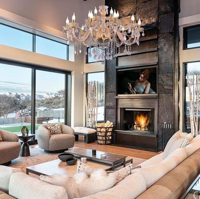 18-Light Double-Layer Crystal Chandelier for Living Room Gold Ceiling Pendant Light Fixtures with K9 Crystal Modern Luxury Lighting for Dining Room, Bedroom, Kitchen