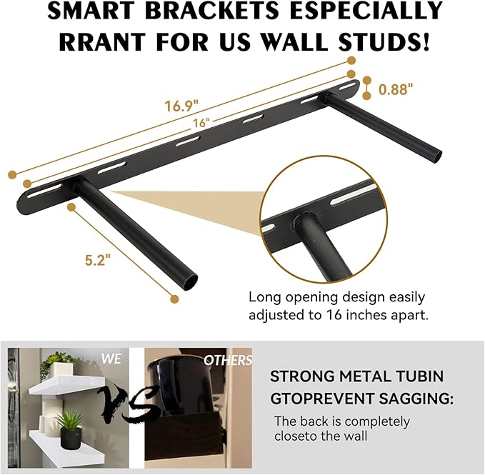 BGMG Wood Floating Shelves 24 inch Long,Rustic Solid Wooden Deep Wall Shelves for Bathroom Living Room Bedroom Kitchen Farmhouse Set of 2-24x6.7x1.25 inch-White