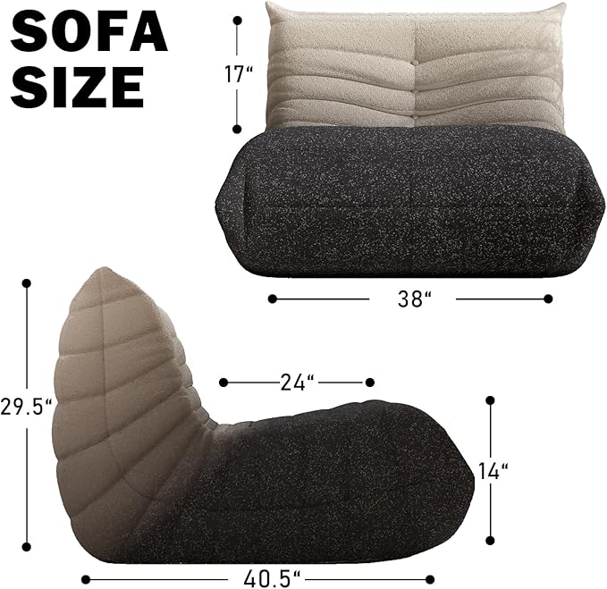 Bean Bag Chair, Fireside Chair Bean Bag Sofa Large Bean Bag Chair for Adults, Bean Bag Chairs for Teens with High Density Comfortable Foam, Memory Foam Bean Bag for Living Room, Bedroom (Black&White)