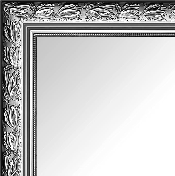 Bathroom Wall Mirror, Decorate Bathroom Mirrors for Wall, Rectangle Modern Bathroom Wall Mounted Mirror Vertical or Horizontal Hanging for Living Room (Silver Frame 32''x24'')
