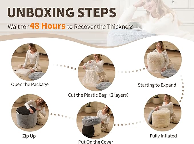 Boho Ottoman Living Room Furniture 20"x15" Round Ottomans Pouf Couch Foot Rest Navy Pouf Ottoman Foot Rest with Foam Chunk Filling Pouffe Ottomans Stuffed Foot Rests Poufs for Couch