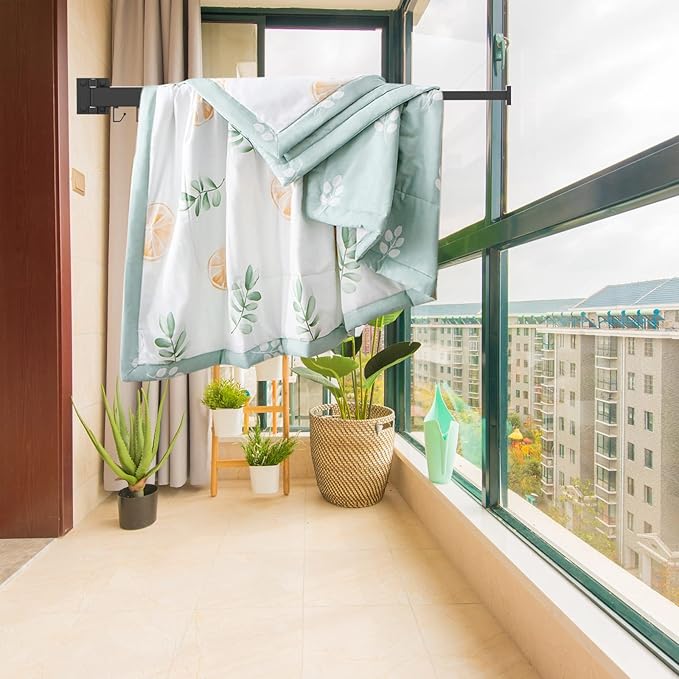 Foldable Clothes Drying Rack, 2 Fold Laundry Drying Rack Wall Mount, [No Drilling] Folding & Durable Space Saver for Laundry, Balcony, Bathroom, Patio, Dormitory, Apartment-White