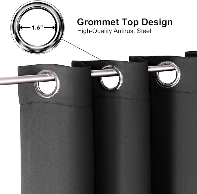 ChrisDowa Small Window Curtains 40 inches Long for Bedroom - Grommet Short Thermal Insulated Room Darkening Curtains for Kitchen (2 Panels, Dark Grey, 29 x 40 Inch)