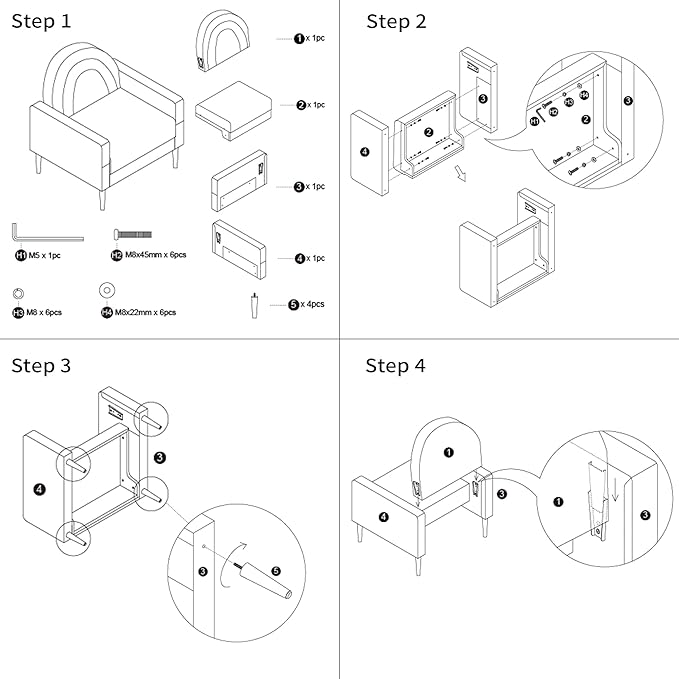 Accent Chair Reading Chair with Armrest, Small Comfy Chair for Small Spaces, Modern Linen Upholstered Armchair for Bedroom & Living Room, Single Sofa Chair with Wood Legs, Easy Assembly (Yellow)