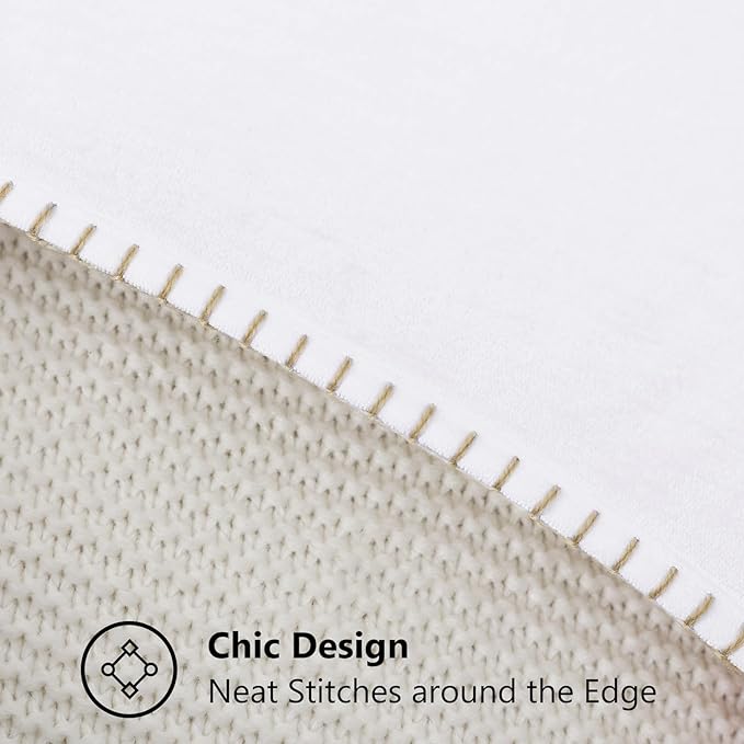 decorUhome Chenille Soft Throw Pillow Covers 20x20 Set of 2, Farmhouse Velvet Neutral Decorative Euro Pillow Covers with Stitched Edge for Couch Sofa Bed Home Decor, White