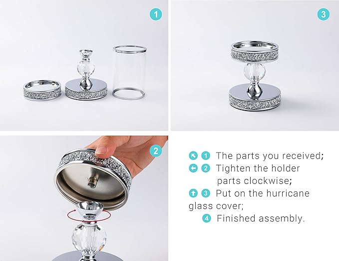 Candle Holders for Pillar Candle, Pillar Crystal Candle Holders, Candlesticks Holder for Wedding, Dining Coffee Table, Centerpieces, Home Decor CH00XM