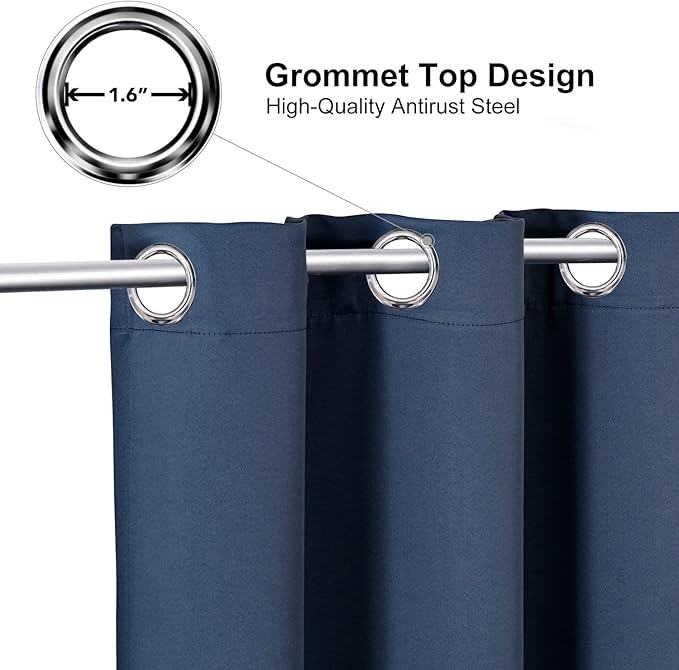 ChrisDowa Small Window Curtains 50 inches Long for Bedroom - Grommet Short Thermal Insulated Room Darkening Curtains for Kitchen (2 Panels, Stone Blue, 29 x 50 Inch)